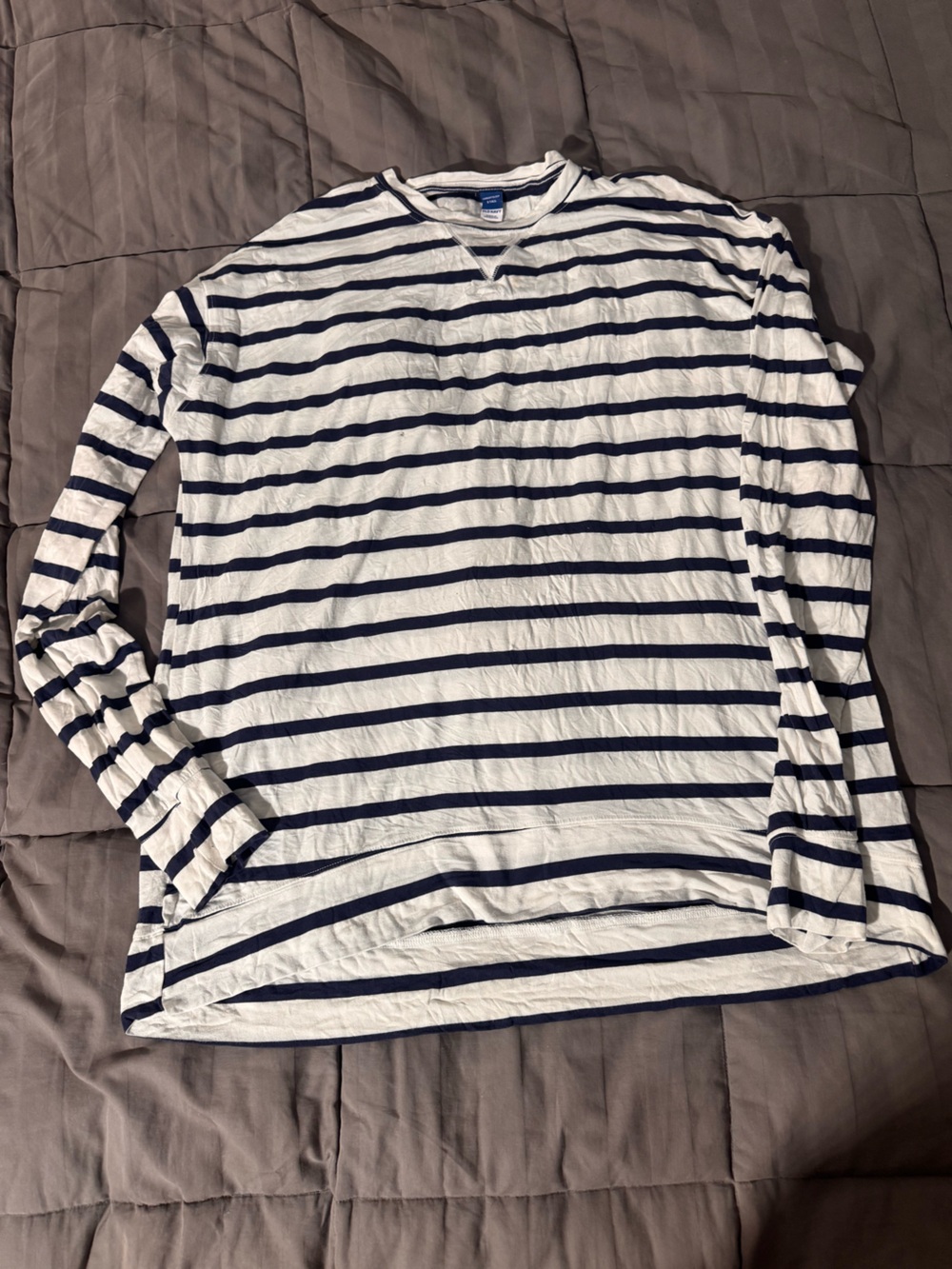 Old Navy Navy and White Striped Long Sleeve Tee